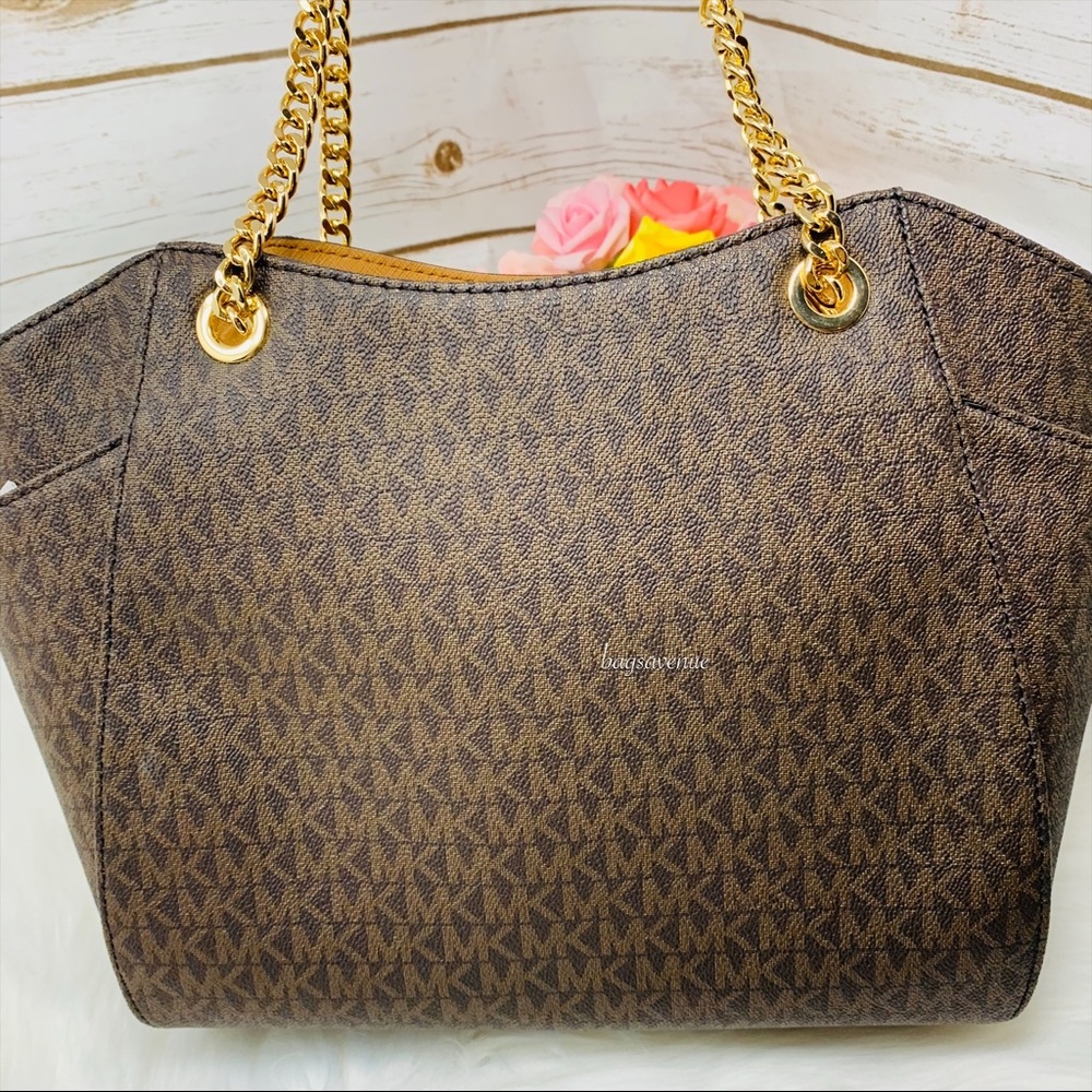 Large chain shoulder tote Michael Kors bag brown - Picture 5 of 8